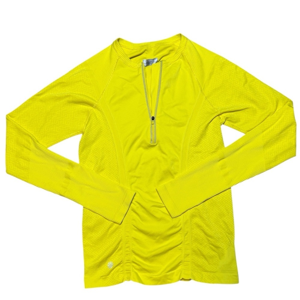 Athleta Fast Track 1/4 Zip Pullover Women’s M Yellow Long Sleeve Running Top